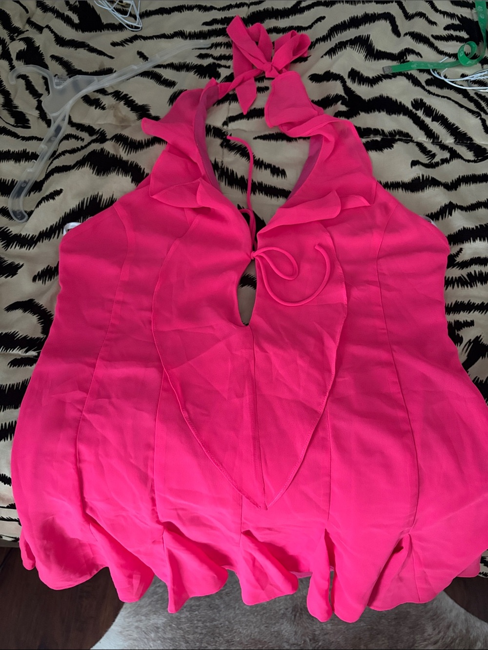 Hot Pink Ruffle Halter Mini Dress - Picture 8 of 8